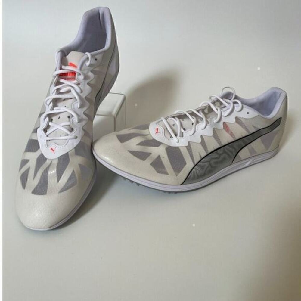 Puma Evospeed Distance 9 Mens Running Track Cleats Shoes Sz 14‎ NEW White Silver